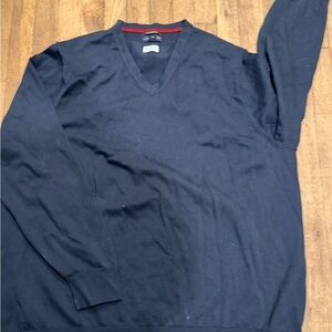 Lands' End Men's Dark Blue V-Neck Sweater